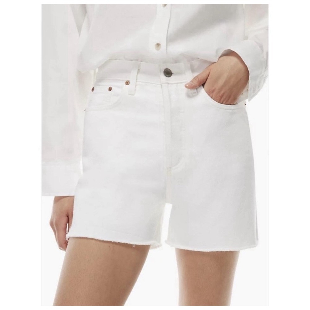 Aritzia The Yoko High-Rise Mid-Thigh Denim Shorts White Size 24